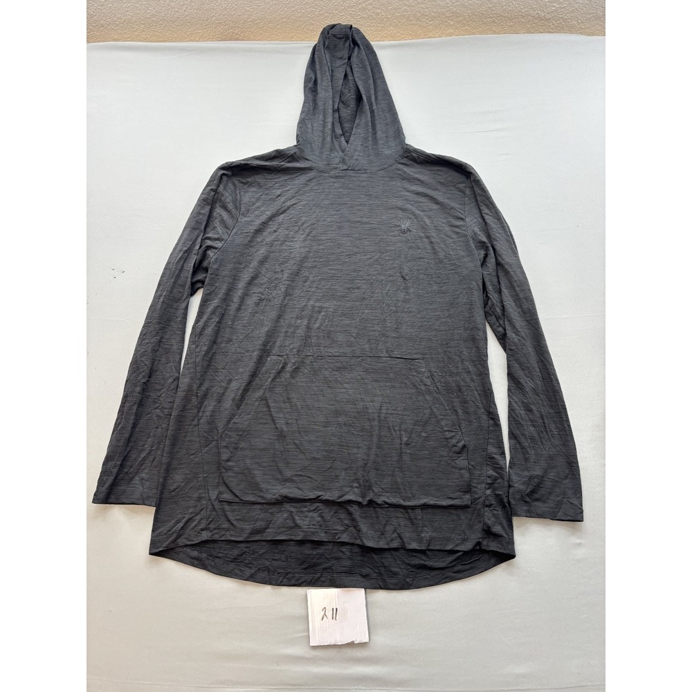 Spyder Active Mens Gray Heathered Long Sleeve Hoodie Pullover Athletic Top L